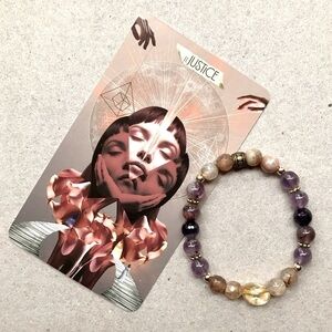 Desdemona~Justice~Natural Crystal Bead Bracelet Citrine Agate Amethyst Super 7